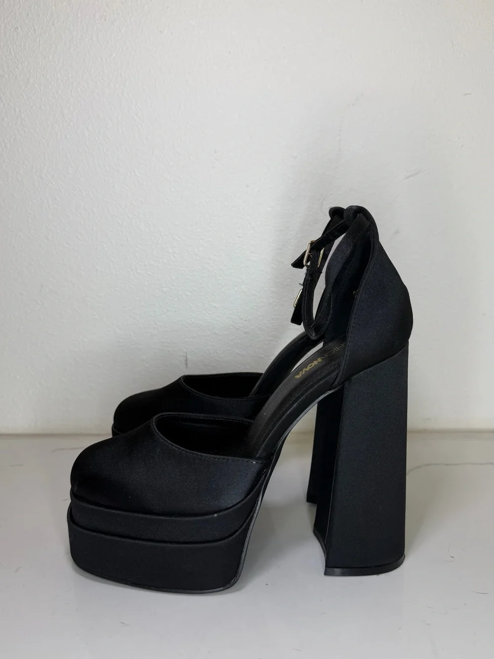 Fashion Nova Black Platform Ankle-Strap Heels